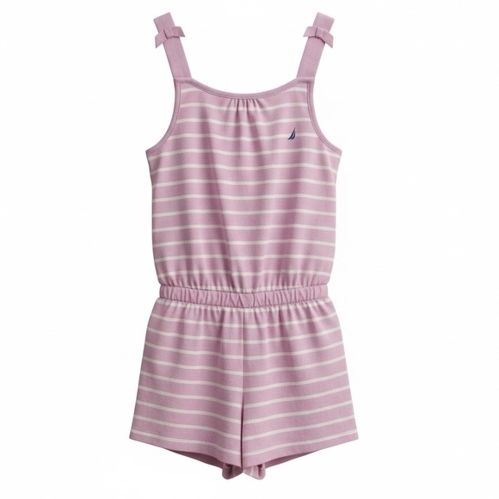 NWT Nautica Girls Purple & White Striped Romper Size M 8/10